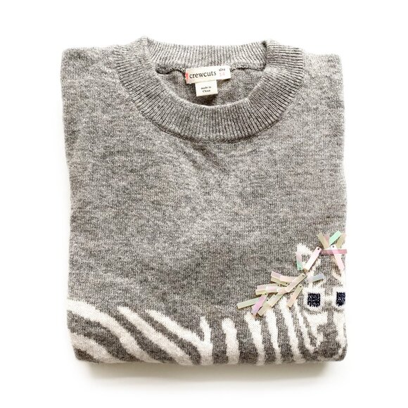J.Crew Crewcuts Girls Wool Blend Sweater 14 (fits like 12) Zebra Graphic Gray - Picture 11 of 11